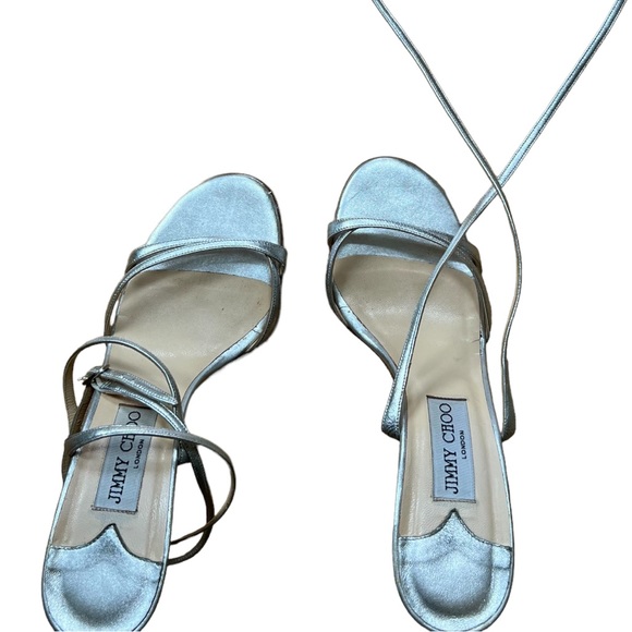 Jimmy Choo’s Strappy Stiletto. Vintage Early 2000’s. Silver size 7. 🤍❤️‍🔥 - Picture 12 of 14